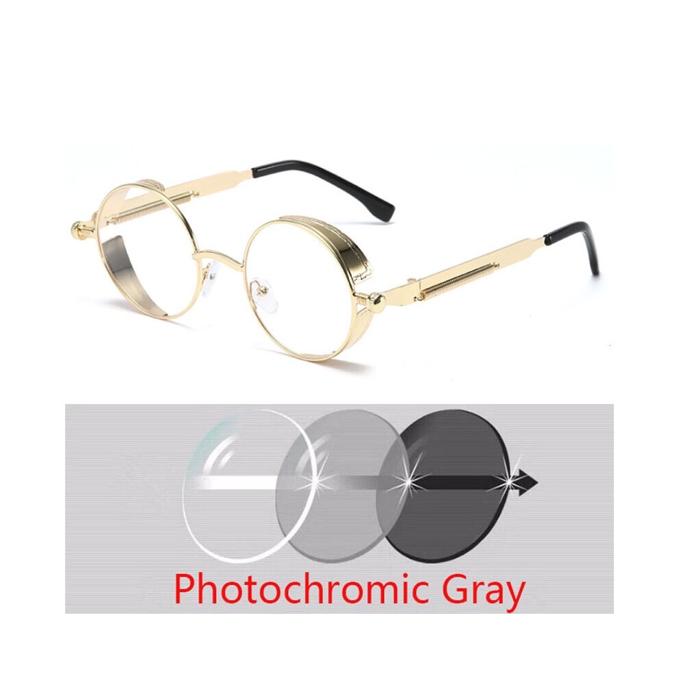 Round Metal Myopia Glasses Gothic Steampunk Vintage Shield Eyewear Shades Prescription 0 -0.5 -0.75 -1.0 -2.0 -3.0 To -6.0