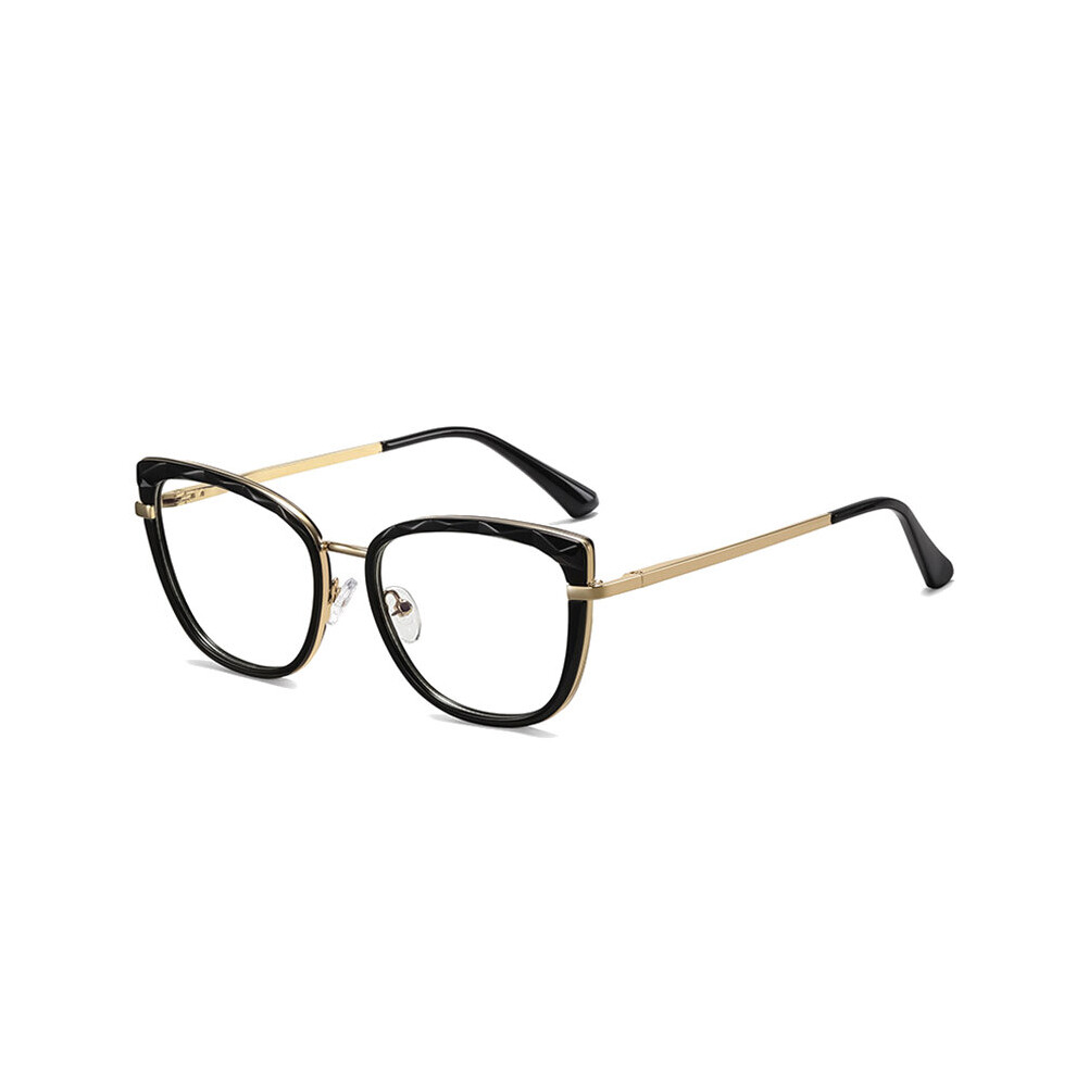 SHAUNA Retro Anti Light Cat Eye Women Glasses Frame TR90 Metal Spring Hinge Optical Eyewear Men Computer Goggles