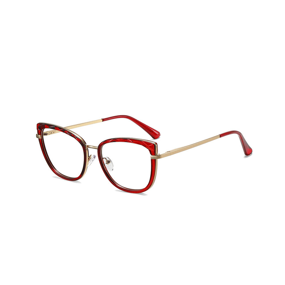 SHAUNA Retro Anti Light Cat Eye Women Glasses Frame TR90 Metal Spring Hinge Optical Eyewear Men Computer Goggles