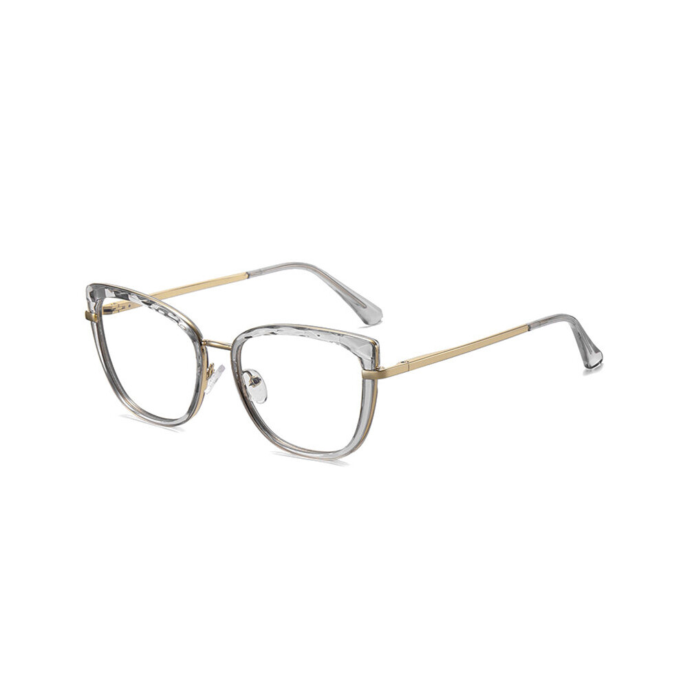 SHAUNA Retro Anti Light Cat Eye Women Glasses Frame TR90 Metal Spring Hinge Optical Eyewear Men Computer Goggles