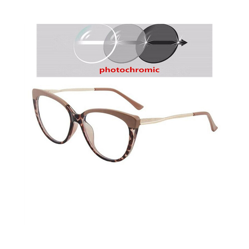 Multicoloured 0 -0.5 -0.75 To -6.0 Light Blocking Cat Eye Prescription Spectacles With Diopter Spring Leg Myopia Photochromic Eyeglasses