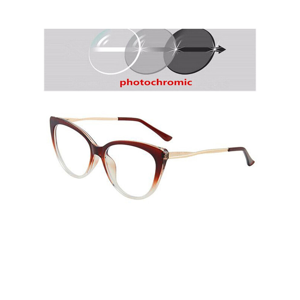 0 -0.5 -0.75 To -6.0 Light Blocking Cat Eye Prescription Spectacles With Diopter Spring Leg Myopia Photochromic Eyeglasses