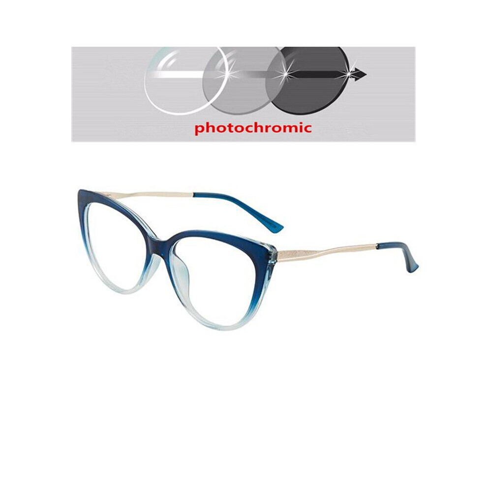 Multicoloured 0 -0.5 -0.75 To -6.0 Light Blocking Cat Eye Prescription Spectacles With Diopter Spring Leg Myopia Photochromic Eyeglasses