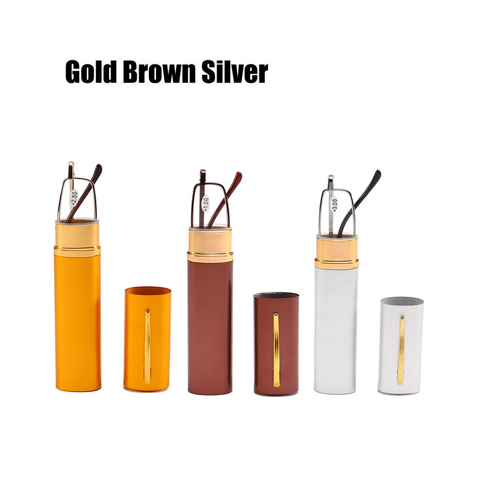 Mini Folding Reading Glasses Frame Alloy Portable Container Presbyopia +1.0 1.5 2.0 2.5 3.0 3.5 Diopter