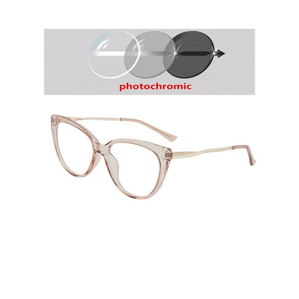 Multicoloured 0 -0.5 -0.75 To -6.0 Light Blocking Cat Eye Prescription Spectacles With Diopter Spring Leg Myopia Photochromic Eyeglasses