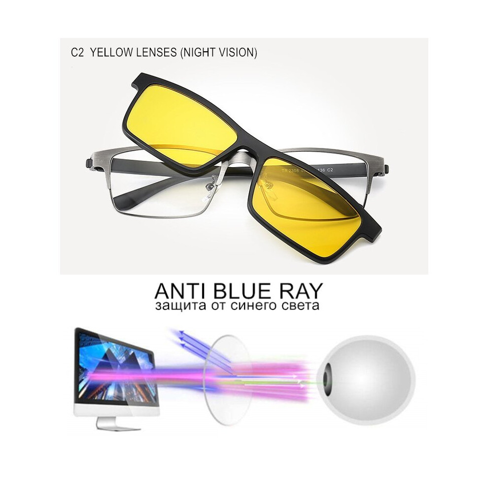 Prescription Glasses Myopia -0.5 to -10 With Magnet Clip Sunglasses Men Women TR90 Frame Eyewear Nearsighted Astigmatism UF155-image-OPC-PBR8QR6-NEW