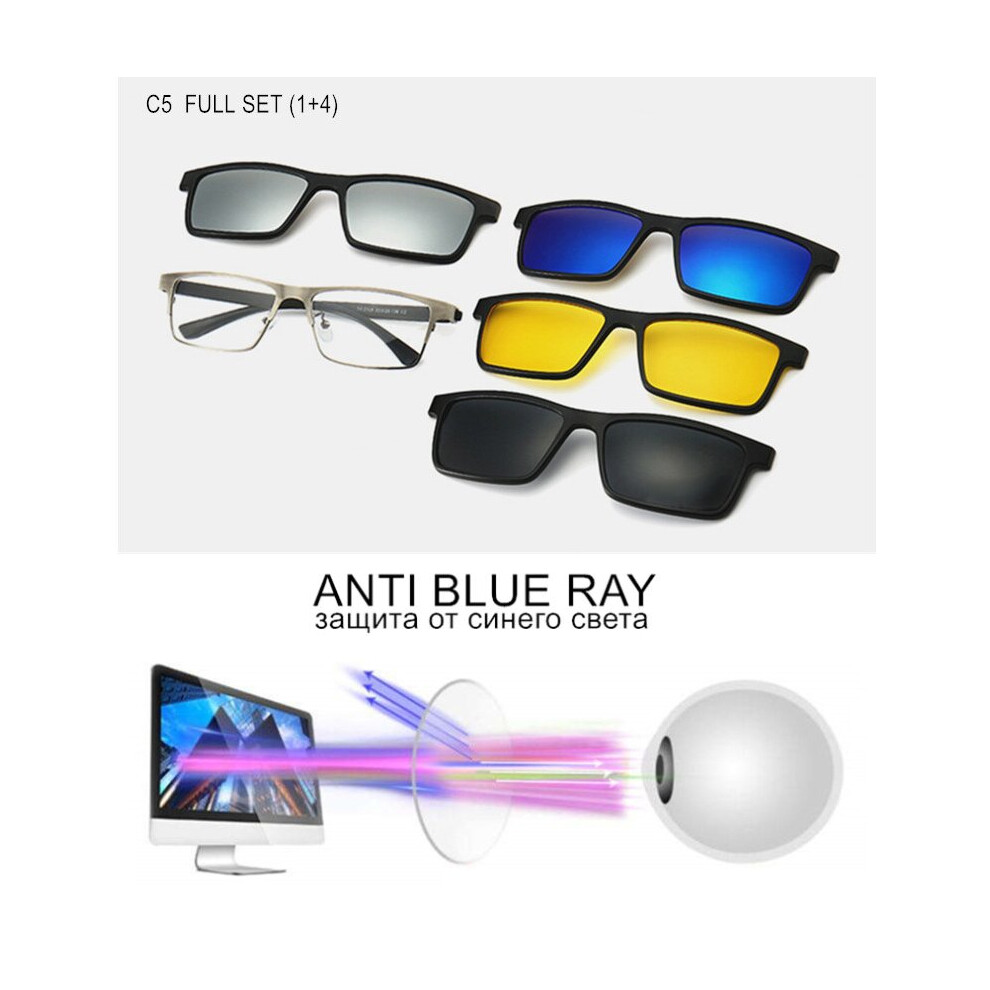 Multicoloured Prescription Glasses Myopia -0.5 To -10 With Magnet Clip Sunglasses Men Women Tr90 Frame Eyewear Nearsighted Astigmatism Uf155
