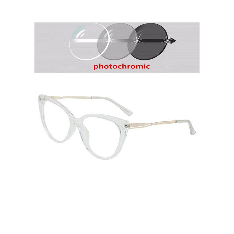 Multicoloured 0 -0.5 -0.75 To -6.0 Light Blocking Cat Eye Prescription Spectacles With Diopter Spring Leg Myopia Photochromic Eyeglasses