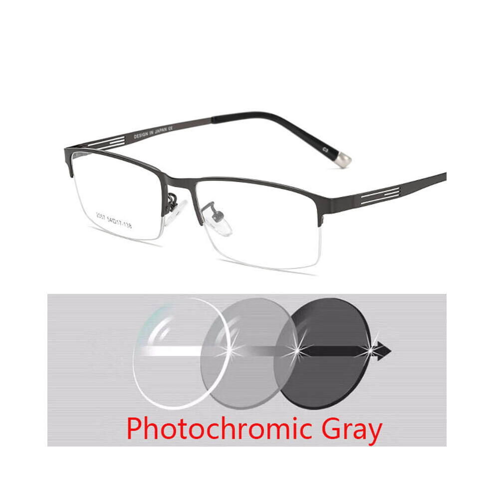Half Frame Men Business Finished Myopia Glasses Metal Retro Prescription Eyewear Women Diopter 0 -1.0 -1.5 -2.0 To 6.0