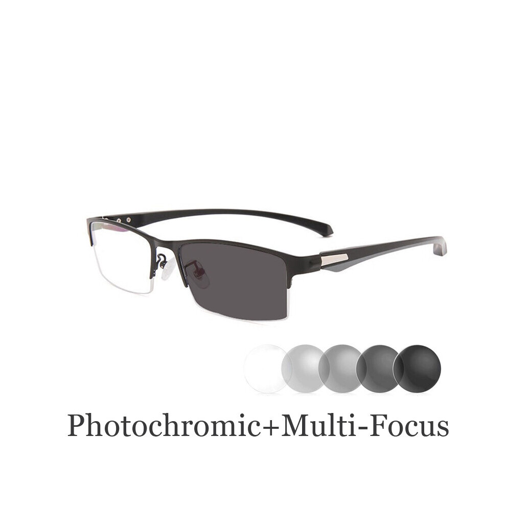 Multicoloured Tr90 Titanium Multifocal Reading Glasses Photochromic Men Women Progressive Bifocal Anti Ray Uv Protect Presbyopic Glasses