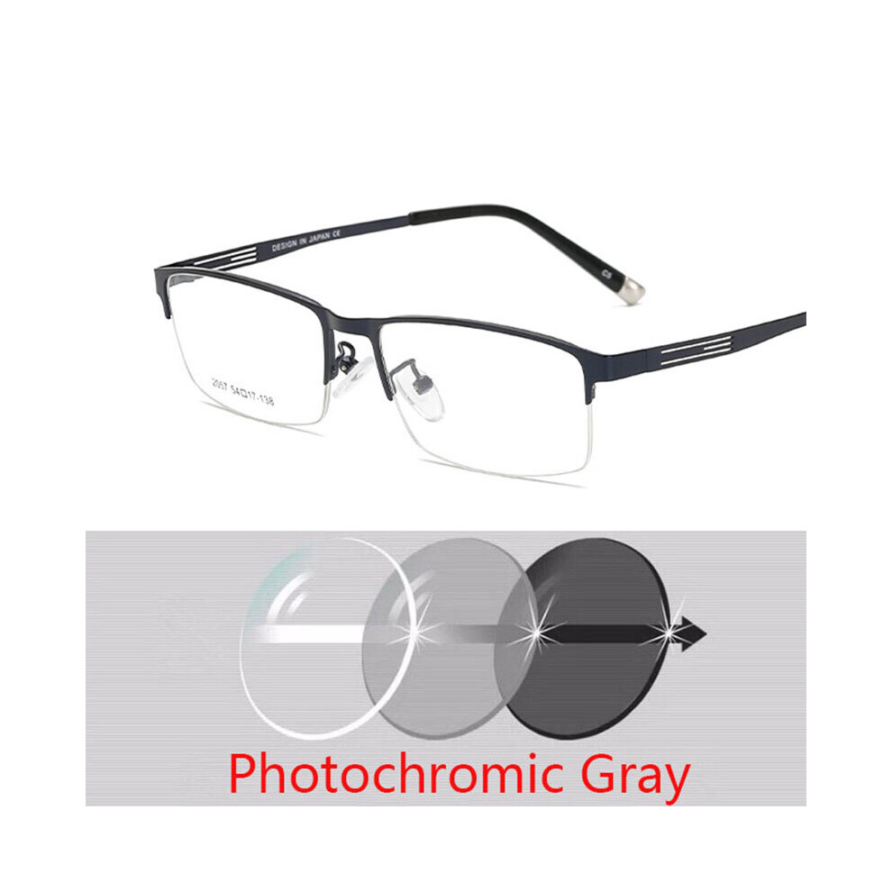 Half Frame Men Business Finished Myopia Glasses Metal Retro Prescription Eyewear Women Diopter 0 -1.0 -1.5 -2.0 To 6.0