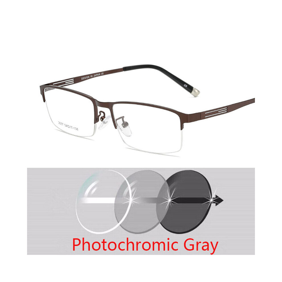 Half Frame Men Business Finished Myopia Glasses Metal Retro Prescription Eyewear Women Diopter 0 -1.0 -1.5 -2.0 To 6.0