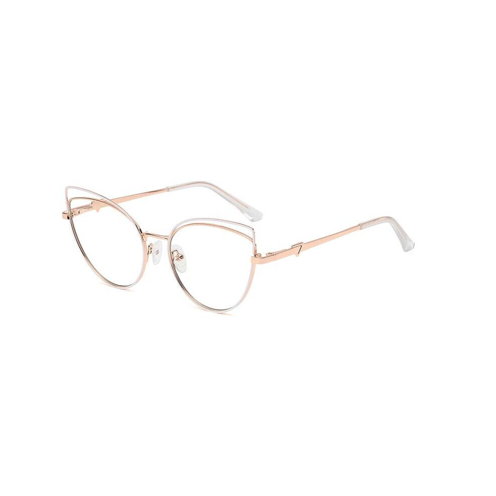 Glasses Nearsighted Women Anti Light Clear Myopia Spectacle Frames Metal Computer Cat Eye Glasses -2.