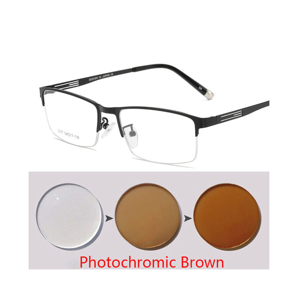 Half Frame Men Business Finished Myopia Glasses Metal Retro Prescription Eyewear Women Diopter 0 -1.0 -1.5 -2.0 To 6.0