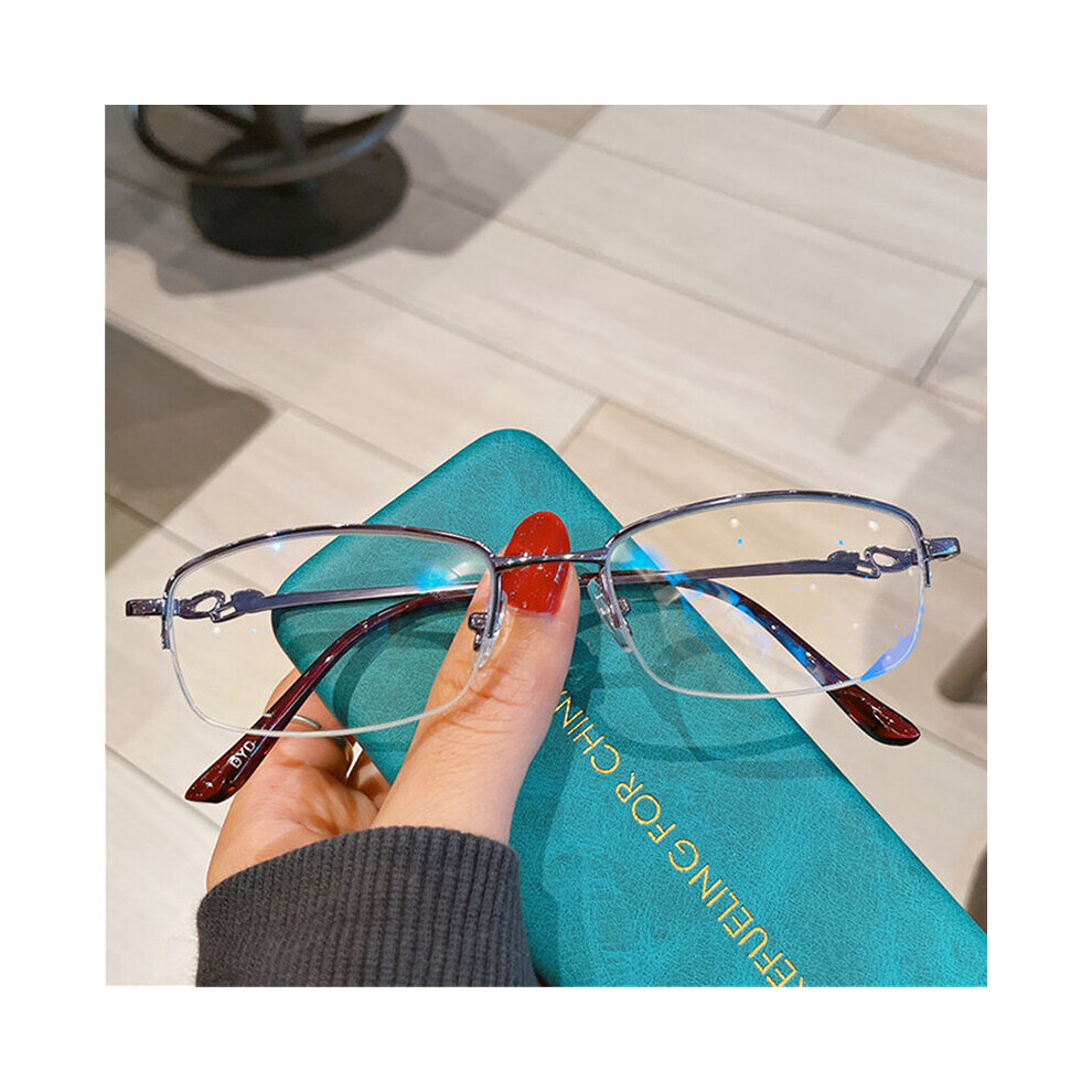 Women Reading Glasses for Ladies Light Blocking Presbyopia Eyeglasses Metal Half Frame Eyewear +1.0 to +4.0