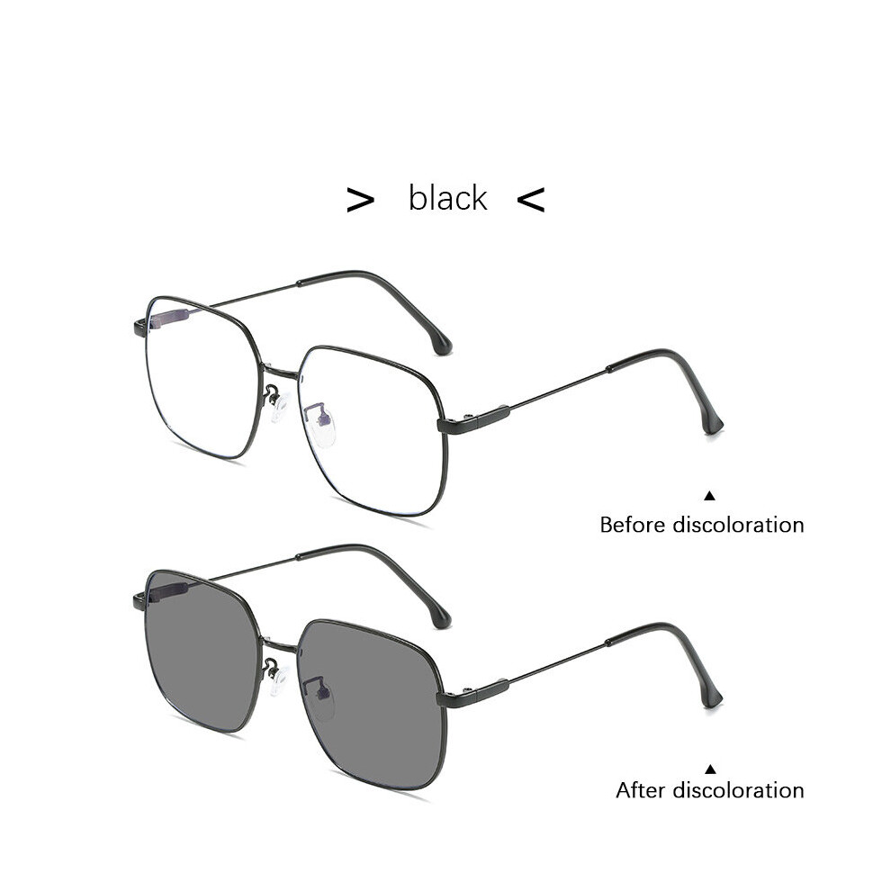 Photochromic Light Blocking Glasses Men Computer Glasses Transparent Sqaure Metal Eyeglasses Frame Female Optical Eyewear