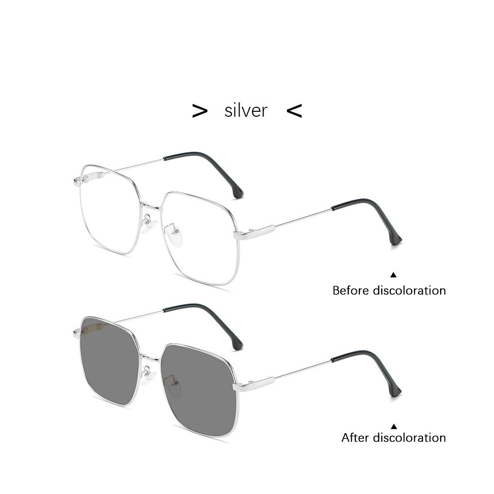 Photochromic Light Blocking Glasses Men Computer Glasses Transparent Sqaure Metal Eyeglasses Frame Female Optical Eyewear