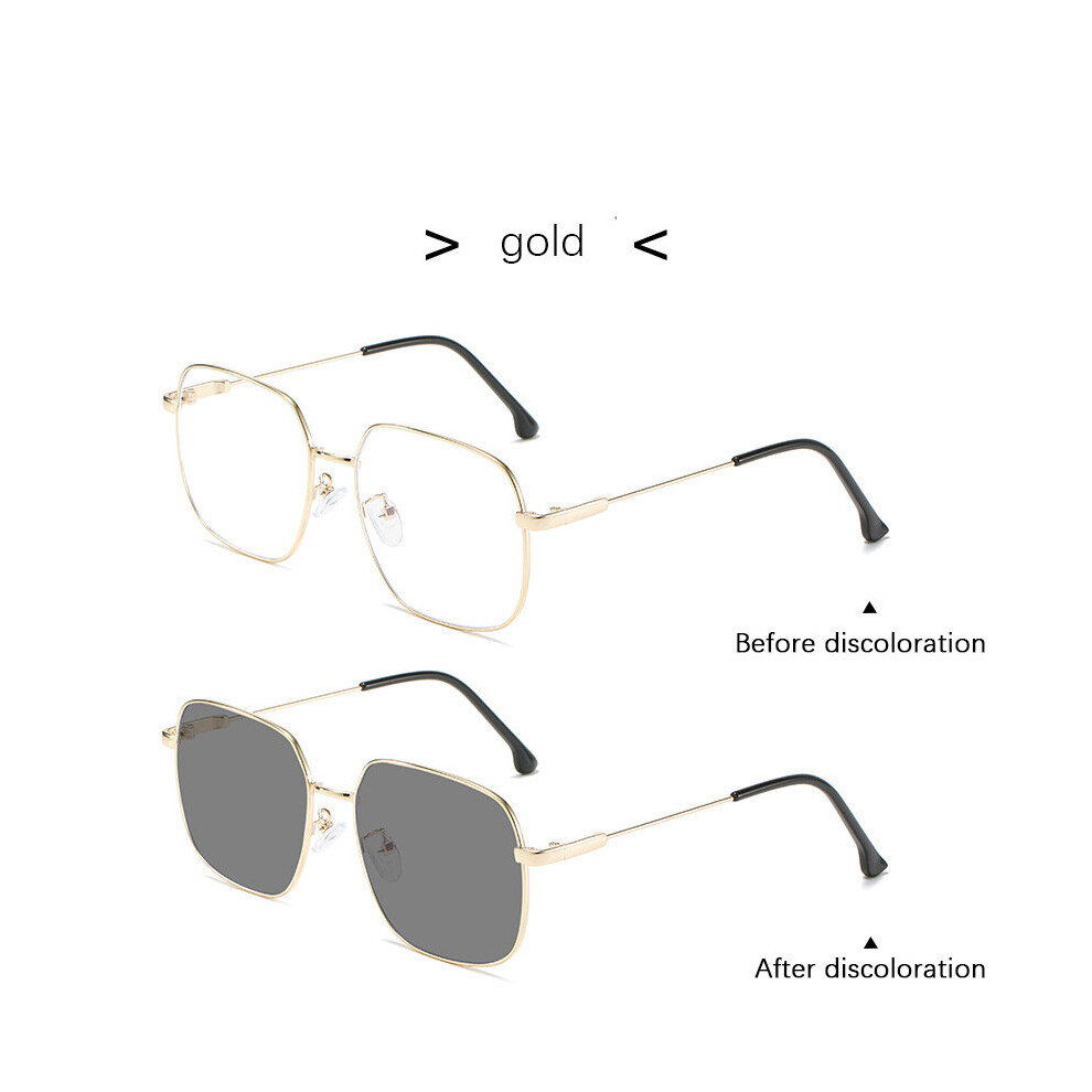 Photochromic Light Blocking Glasses Men Computer Glasses Transparent Sqaure Metal Eyeglasses Frame Female Optical Eyewear