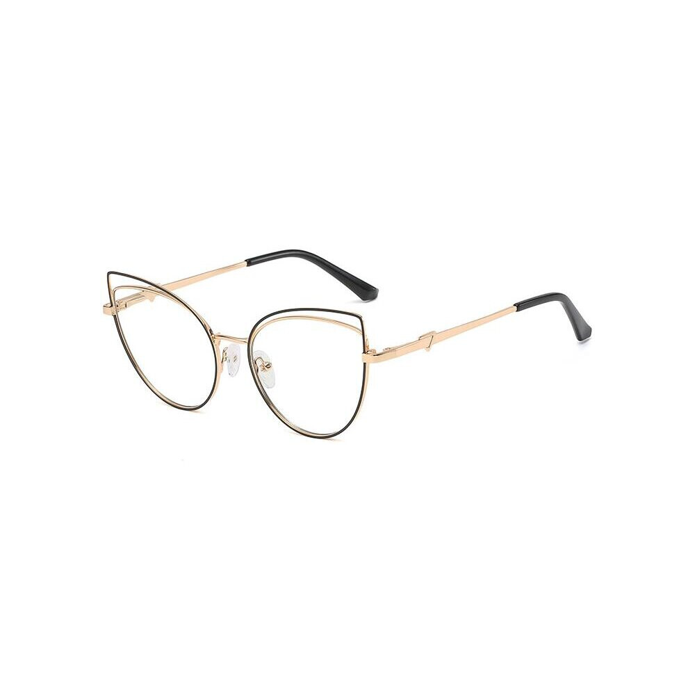 Glasses Nearsighted Women Anti Light Clear Myopia Spectacle Frames Metal Computer Cat Eye Glasses -2.