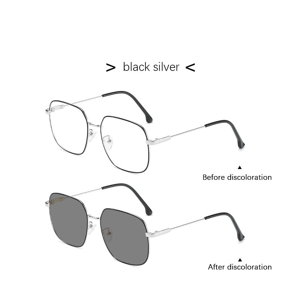 Photochromic Light Blocking Glasses Men Computer Glasses Transparent Sqaure Metal Eyeglasses Frame Female Optical Eyewear