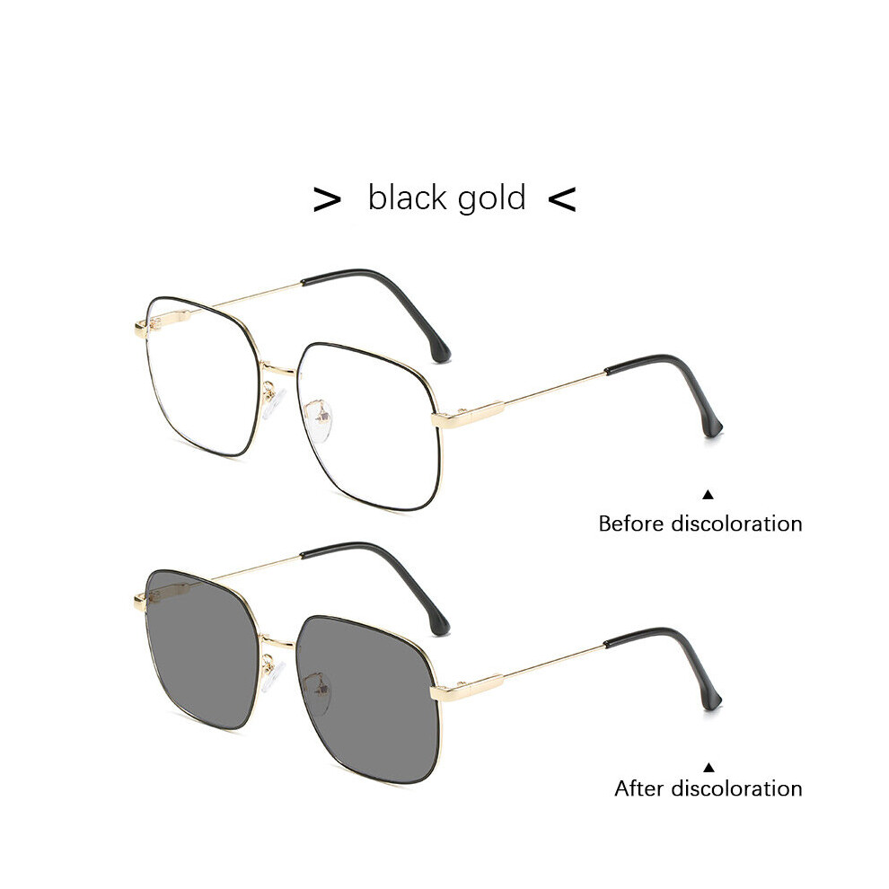 Photochromic Light Blocking Glasses Men Computer Glasses Transparent Sqaure Metal Eyeglasses Frame Female Optical Eyewear