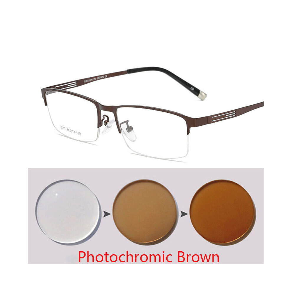 Half Frame Men Business Finished Myopia Glasses Metal Retro Prescription Eyewear Women Diopter 0 -1.0 -1.5 -2.0 To 6.0