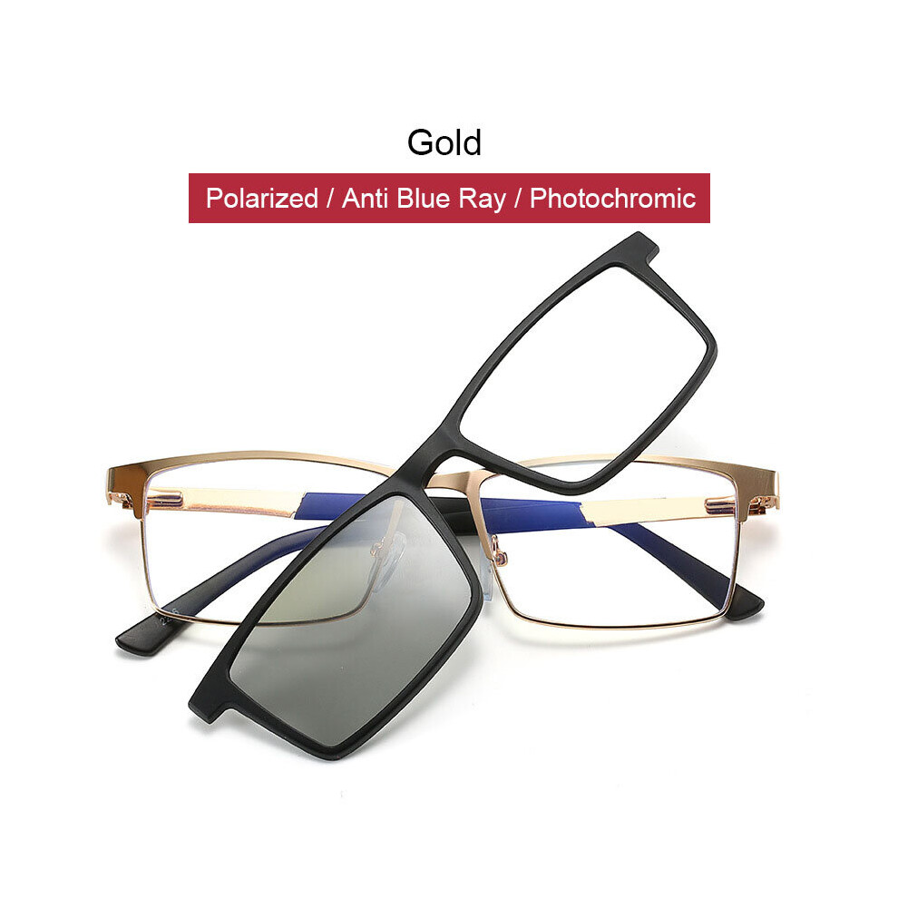 2 in 1 Magnetic Bifocal Reading Glasses Men Photochromic Polarized Clip on Sunglasses lens set Women Anti light Eyewear