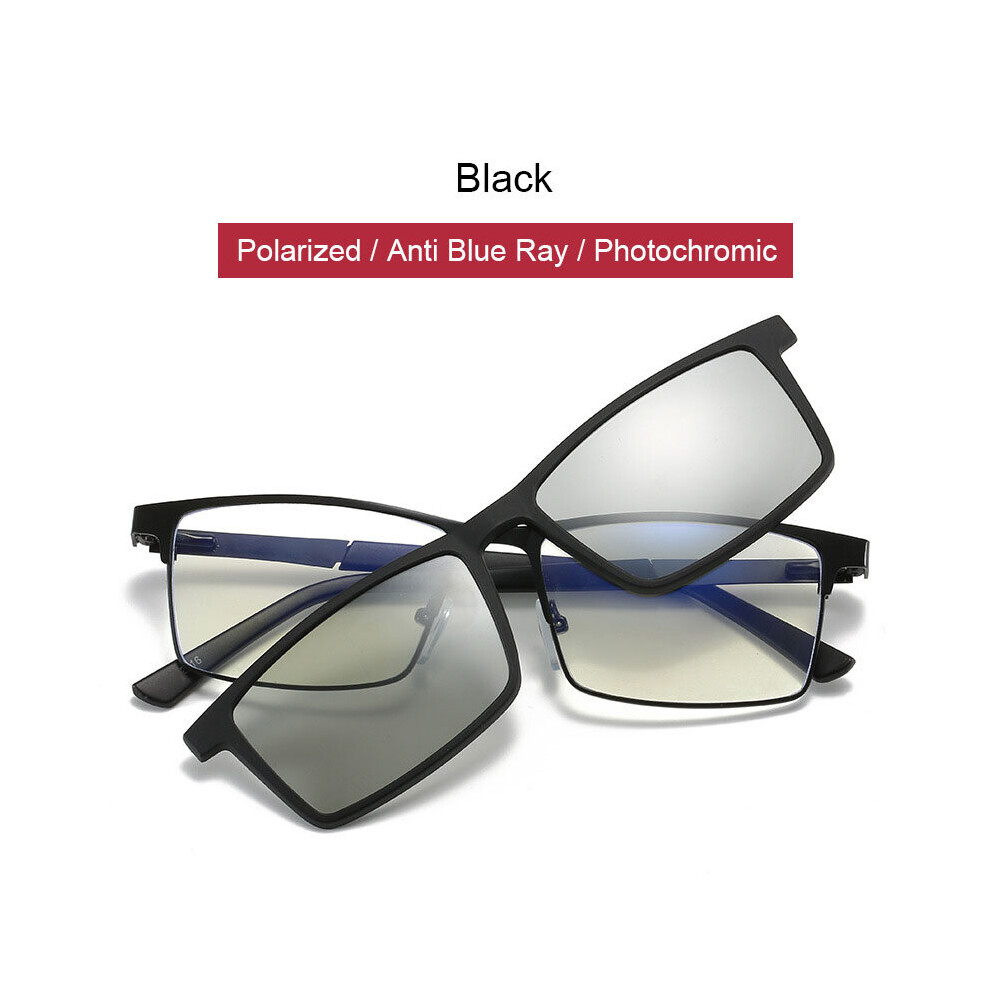 2 in 1 Magnetic Bifocal Reading Glasses Men Photochromic Polarized Clip on Sunglasses lens set Women Anti light Eyewear