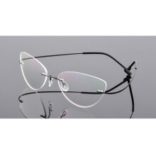 Cat Eye Foldable Ultra-Light Memory Titanium Alloy Rimless Spectacles Men Women Metal Frame Eyewear Eyeglasses