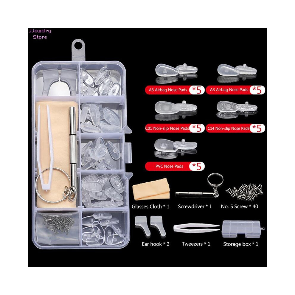Silicone Nose Pads Eyeglasses Sunglasses Screws For Glasses Optical Repair Kit