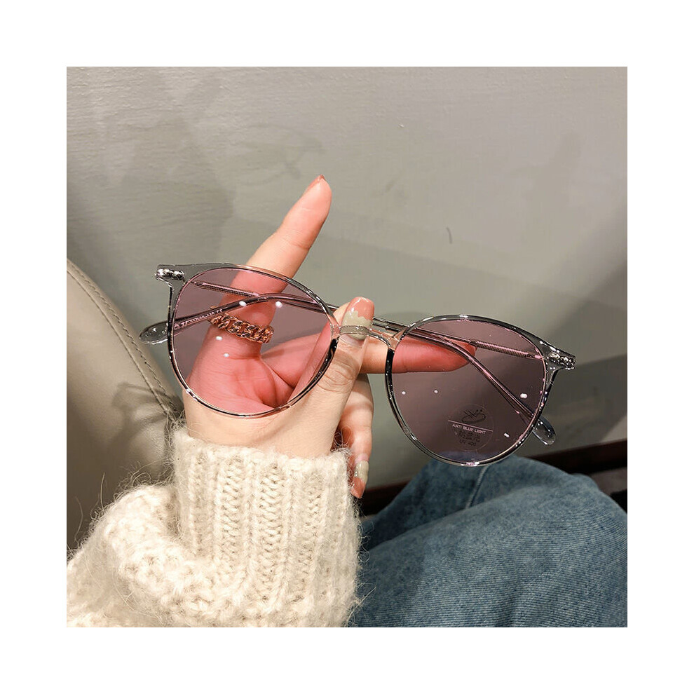 (Orange, Auburn) Photochromic Myopia Glasses Women's Anti Light Clear Glasses Frame Computer Glasses -0.5-1.0-1.5-2.0-2.5-3.0 To -6.0
