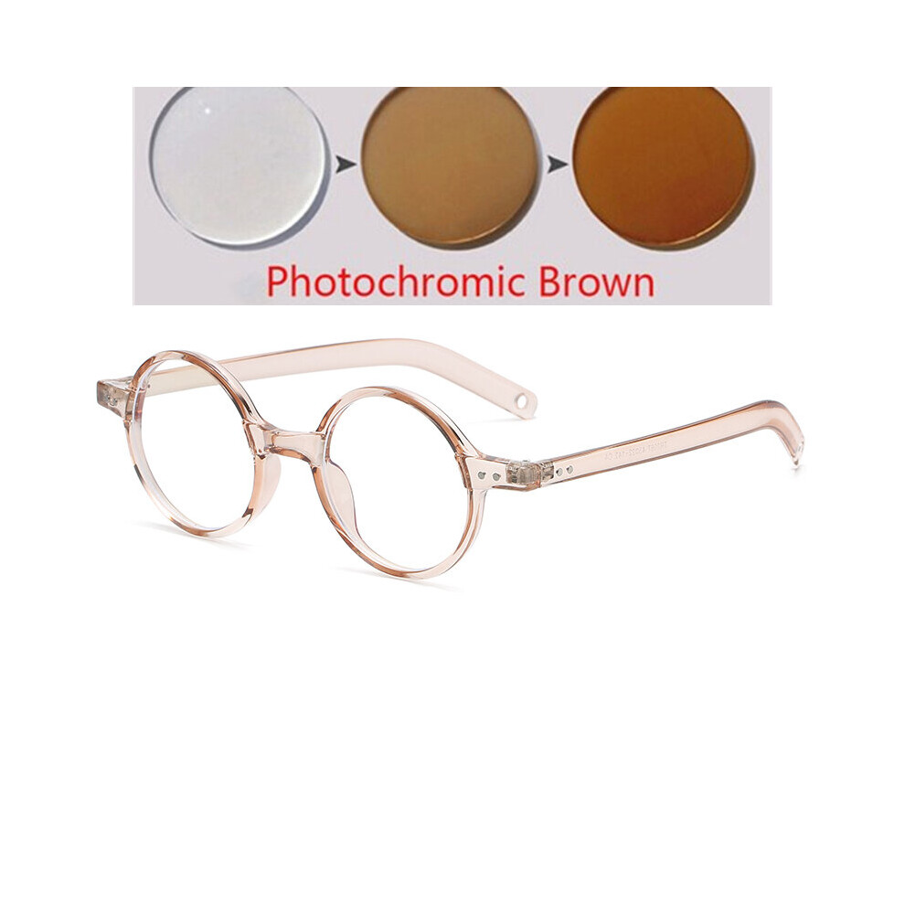 0 -0.5 -0.75 To -6.0 Women Round Myopia Photochromic Prescription Eyeglasses Woman TR90 1.56 Aspheric Anti Light Eyewear