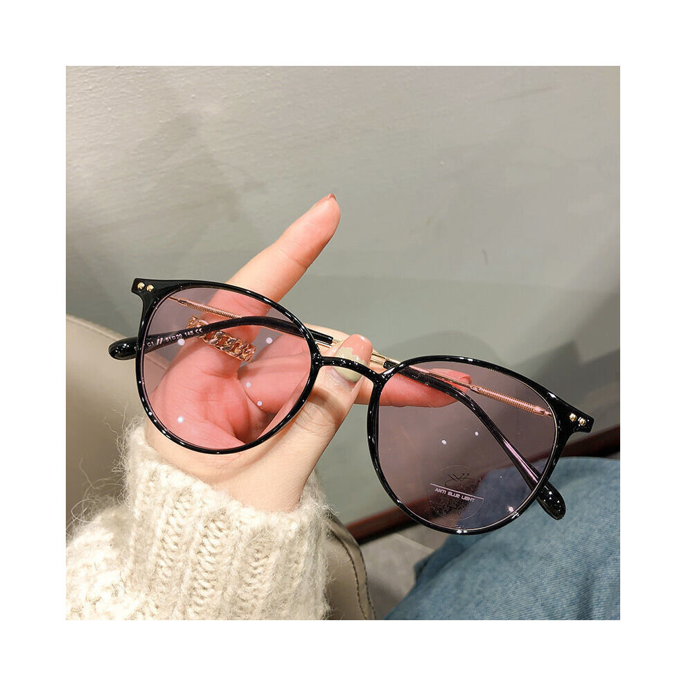 (Silver, Auburn) Photochromic Myopia Glasses Women's Anti Light Clear Glasses Frame Computer Glasses -0.5-1.0-1.5-2.0-2.5-3.0 To -6.0