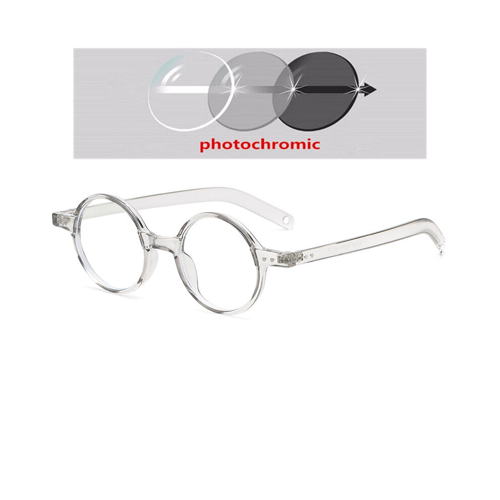 0 -0.5 -0.75 To -6.0 Women Round Myopia Photochromic Prescription Eyeglasses Woman TR90 1.56 Aspheric Anti Light Eyewear
