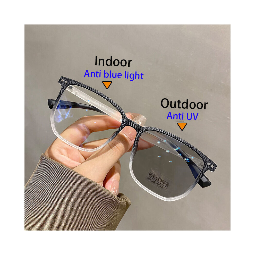 Women Myopia Glasses Light Blocking Photochromic Glasses Ladies Square Frame UV400 Prescription Eyewear 0 To -6.0
