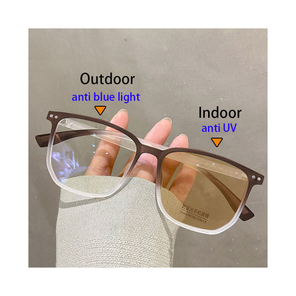 Women Myopia Glasses Light Blocking Photochromic Glasses Ladies Square Frame UV400 Prescription Eyewear 0 To -6.0