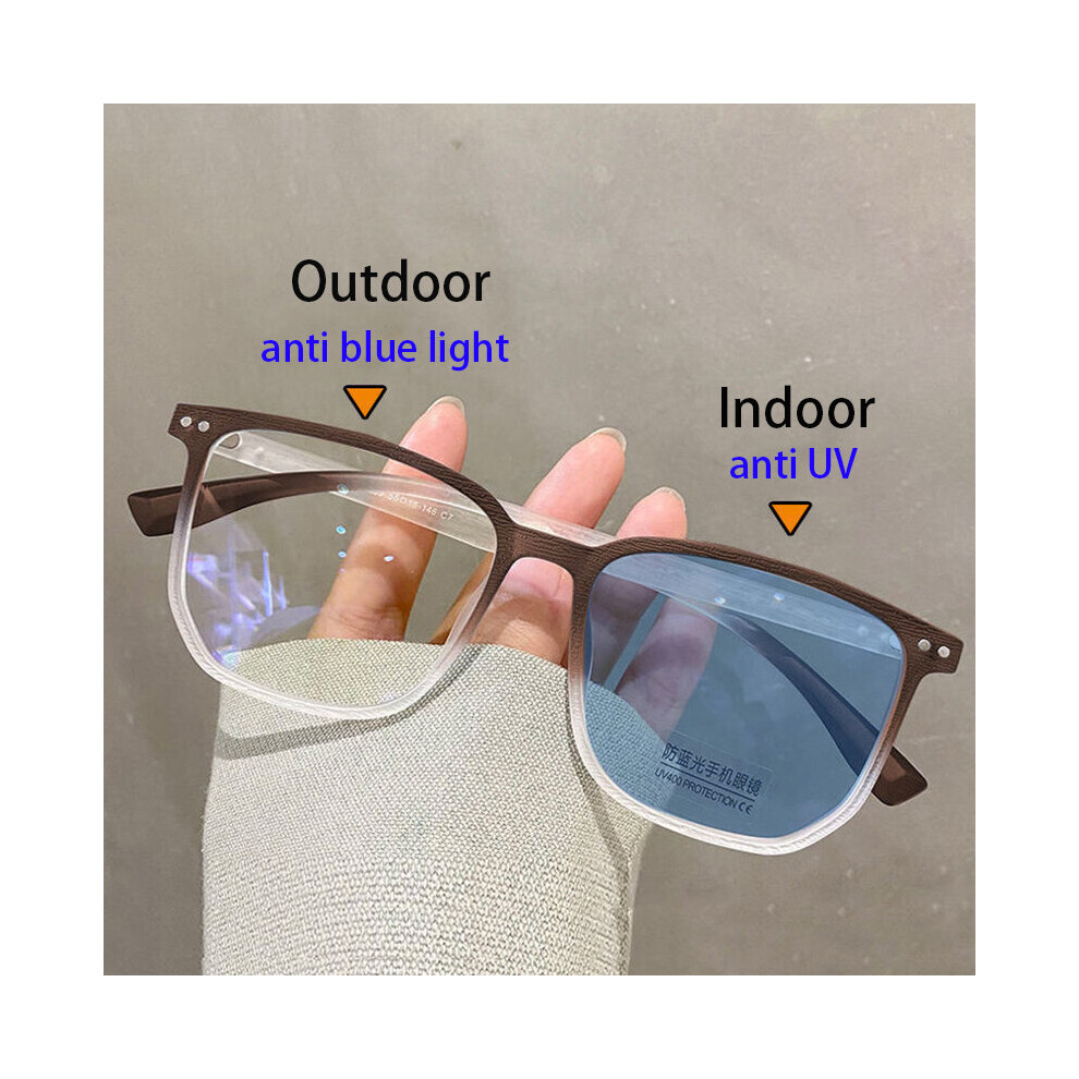 Women Myopia Glasses Light Blocking Photochromic Glasses Ladies Square Frame UV400 Prescription Eyewear 0 To -6.0