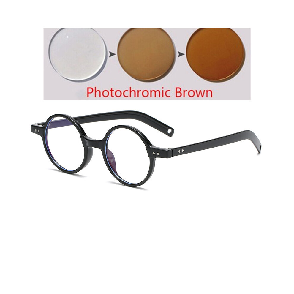 0 -0.5 -0.75 To -6.0 Women Round Myopia Photochromic Prescription Eyeglasses Woman TR90 1.56 Aspheric Anti Light Eyewear