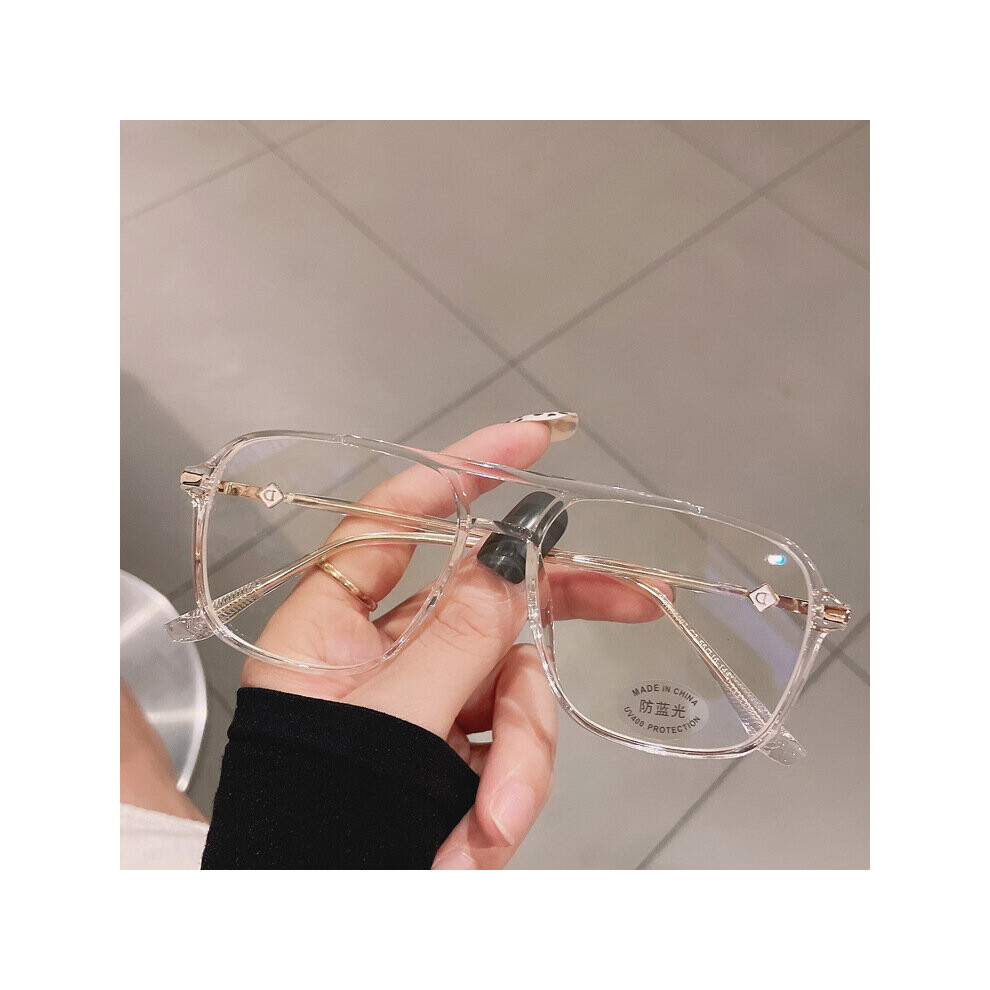 Summer Myopia Light Blocking Glasses For Women Men Oversized Square Transparent Computer Glasses Frame TR90