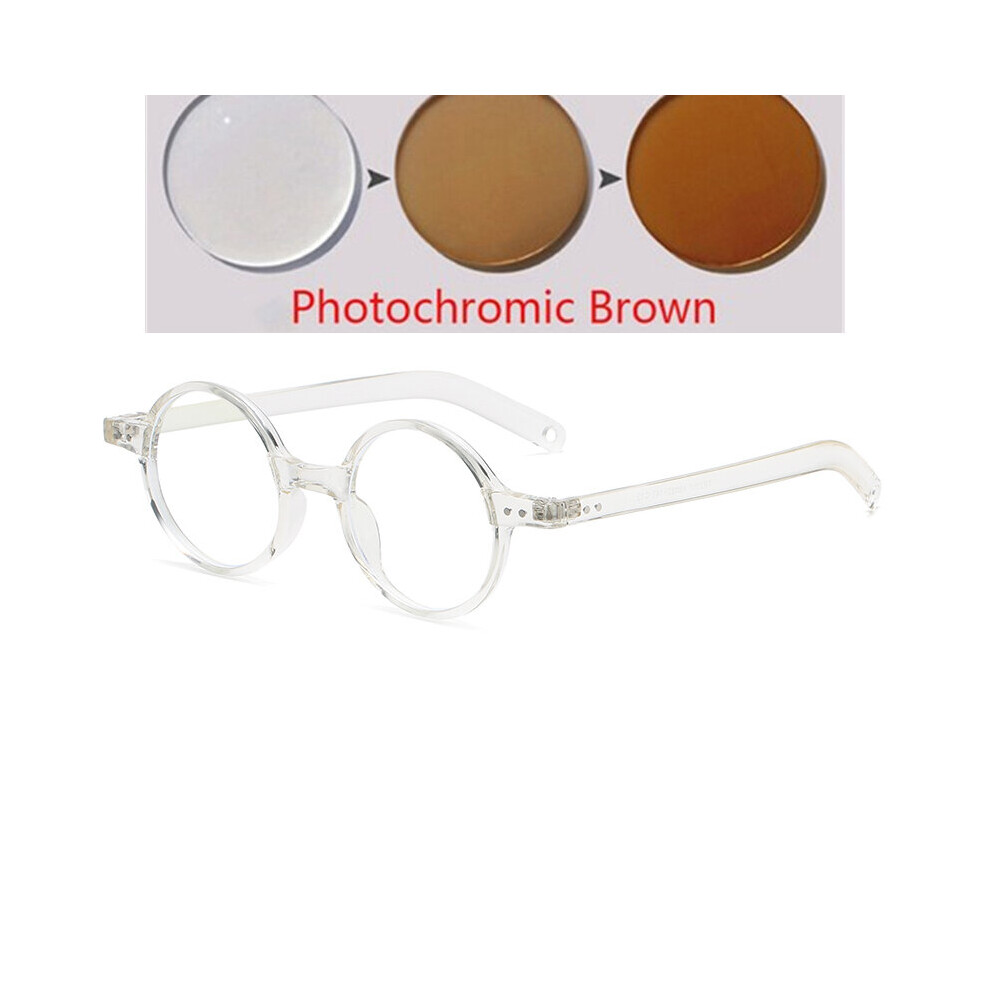 0 -0.5 -0.75 To -6.0 Women Round Myopia Photochromic Prescription Eyeglasses Woman TR90 1.56 Aspheric Anti Light Eyewear