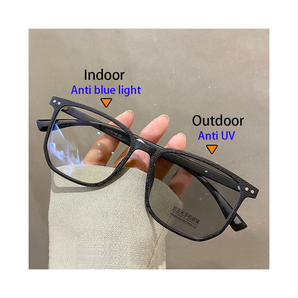 Women Myopia Glasses Light Blocking Photochromic Glasses Ladies Square Frame UV400 Prescription Eyewear 0 To -6.0