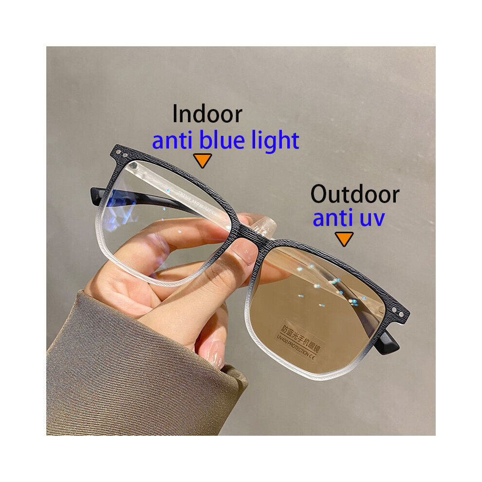 Women Myopia Glasses Light Blocking Photochromic Glasses Ladies Square Frame UV400 Prescription Eyewear 0 To -6.0