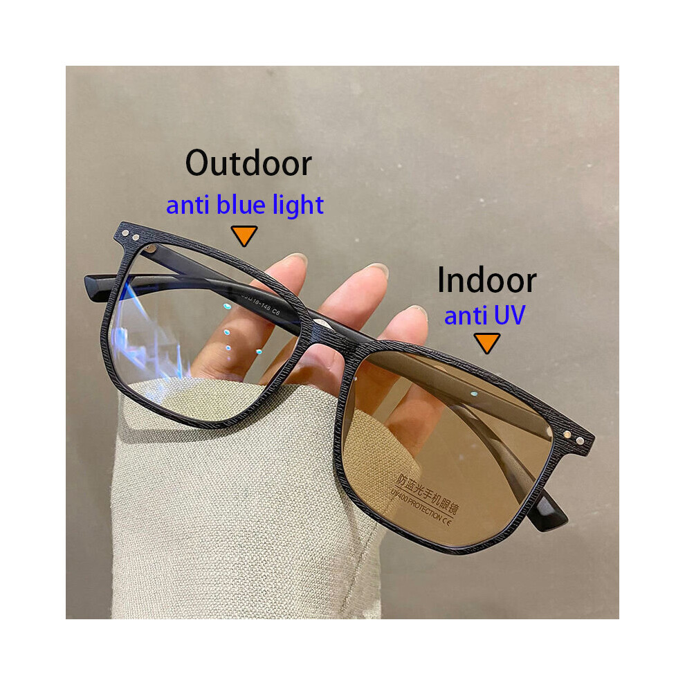 Women Myopia Glasses Light Blocking Photochromic Glasses Ladies Square Frame UV400 Prescription Eyewear 0 To -6.0