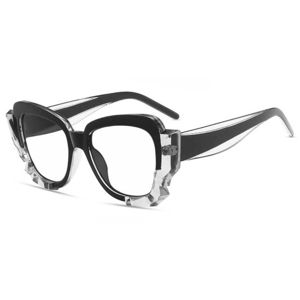 Cat Eye Reading Glasses Women Oversized Transparent Computer Prescription Glasses Plus +1.75 +2.0
