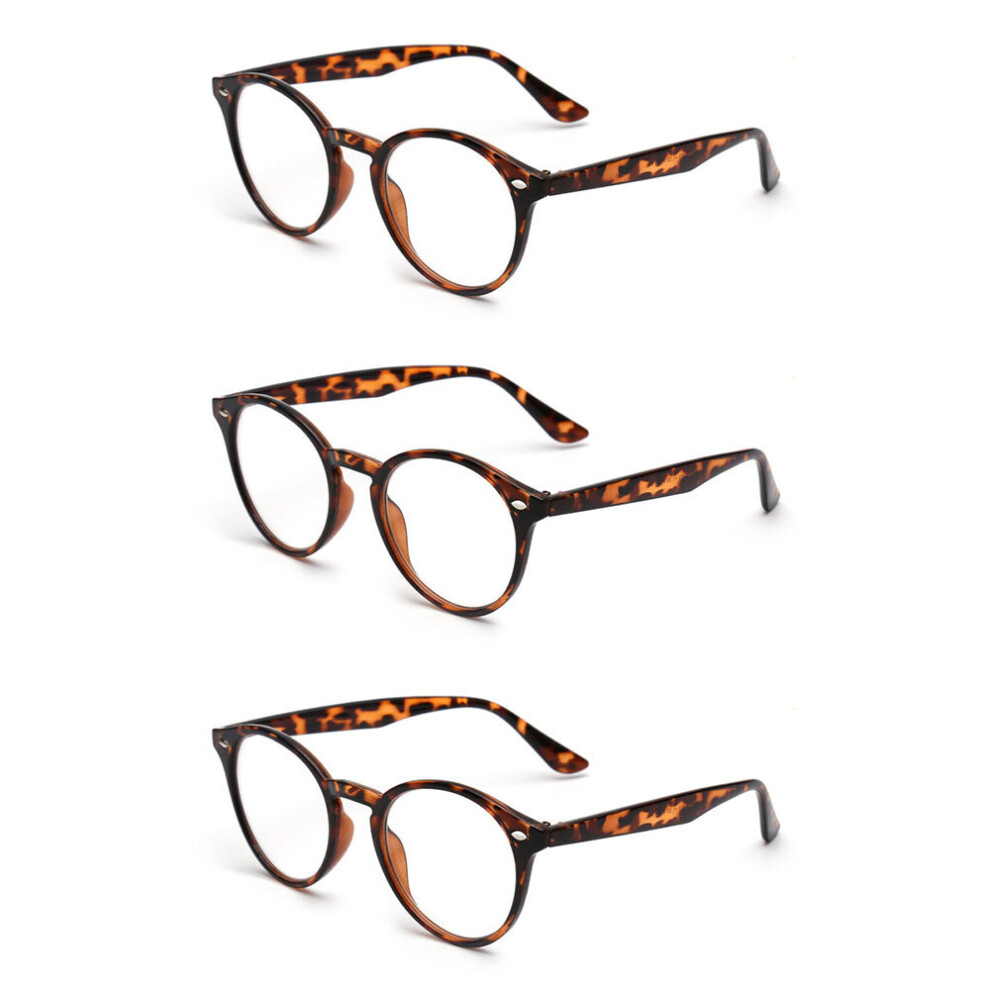 Multicoloured 3Pcs/Set Vintage Round Reading Glasses Women Men Magnifier Presbyopic Diopter