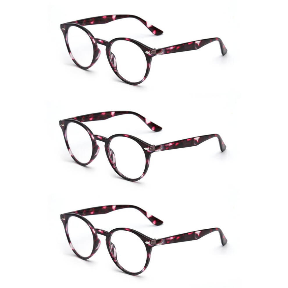 Multicoloured 3Pcs/Set Vintage Round Reading Glasses Women Men Magnifier Presbyopic Diopter