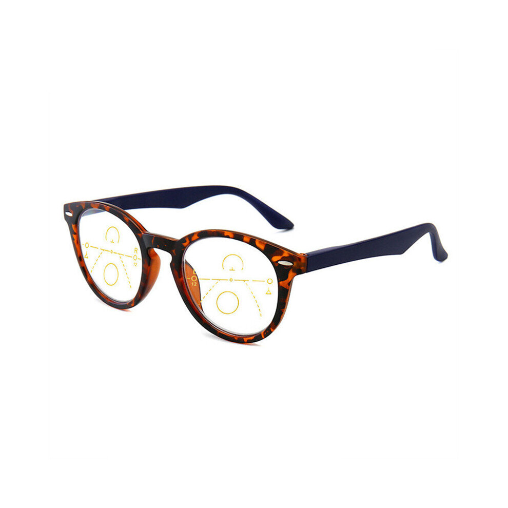 Multicoloured Round Progressive Multifocal Reading Glasses Anti Light Eyeglasses Women Men Near Far Sight Diopter Glasses +1.0 +1.5 3.0