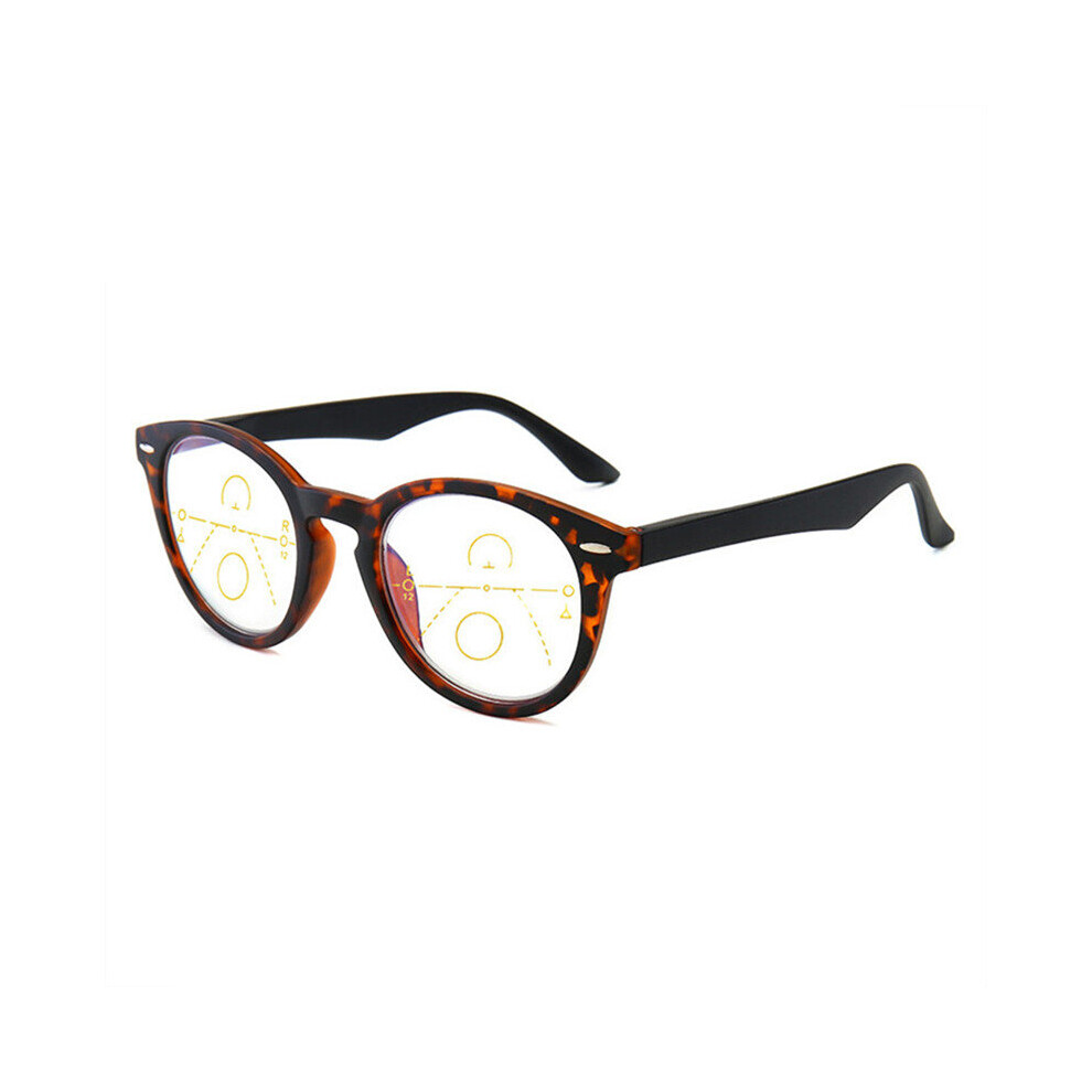 Multicoloured Round Progressive Multifocal Reading Glasses Anti Light Eyeglasses Women Men Near Far Sight Diopter Glasses +1.0 +1.5 3.0