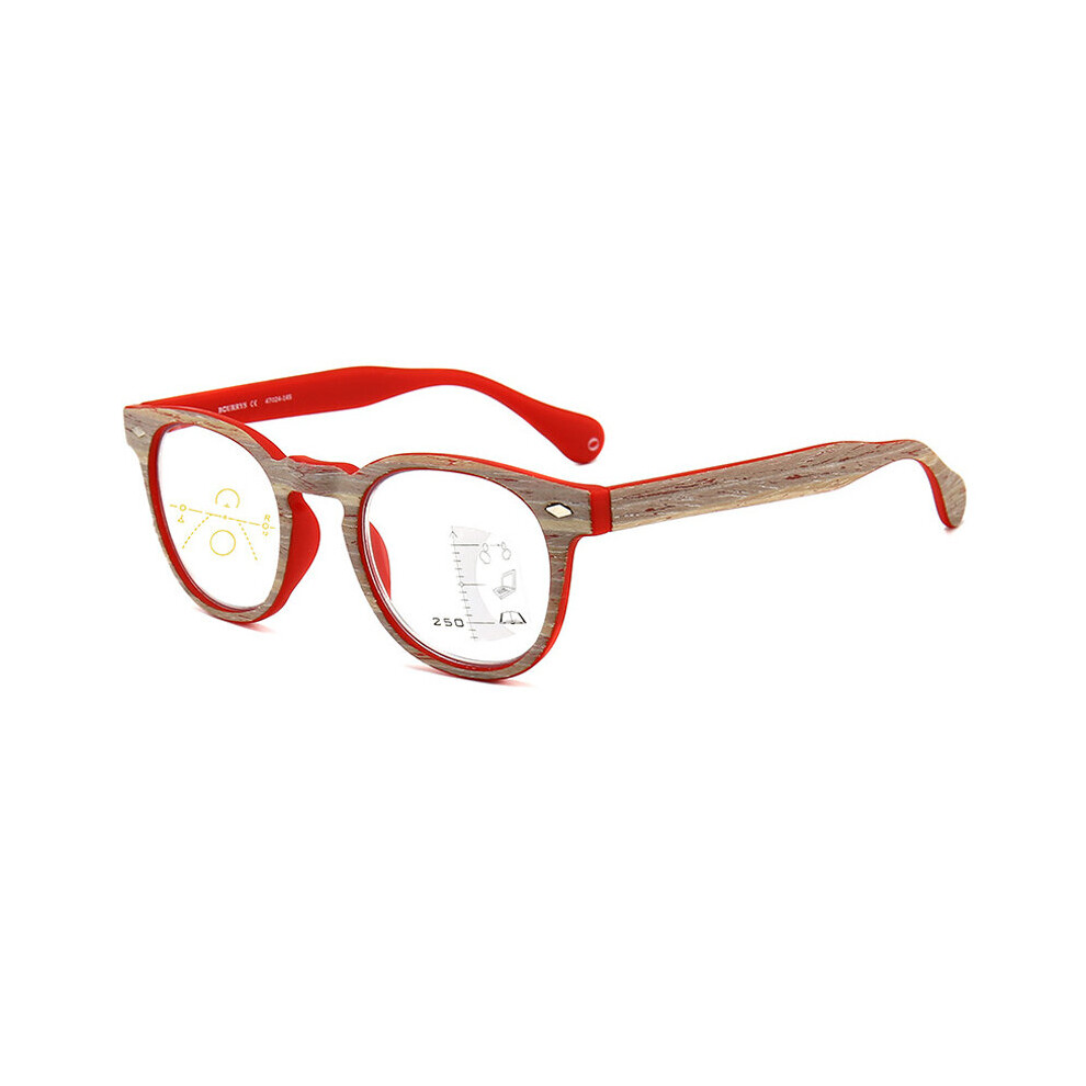 Multicoloured Seemfly Progressive Multifocal Reading Glasses Men Women Round Wood Grain Presbyopic Eyeglasses Near Far Sight Diopter Eyewear