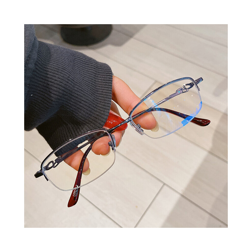 Metal Half Frame Reading Glasses Women Ladies Anti Light Blocking Presbyopia Computer Eyewear WIth Diopters-image-OPC-PBR8TTC-NEW